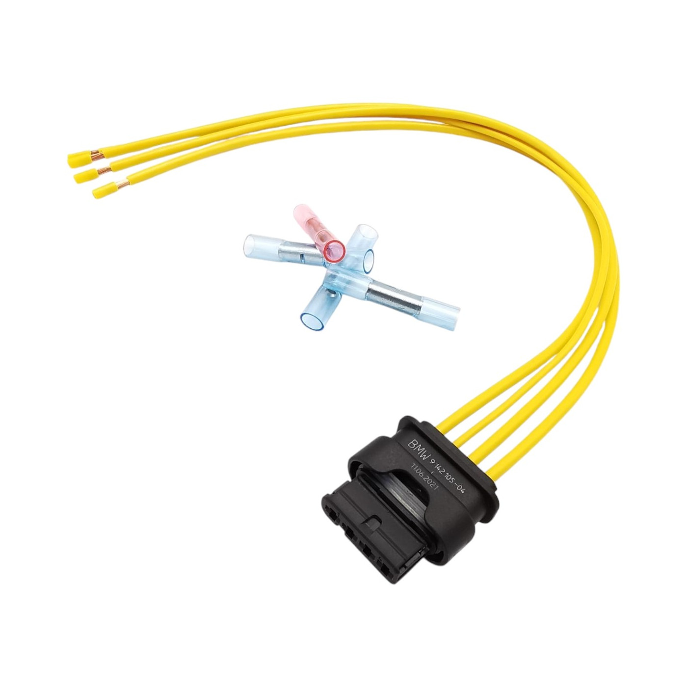 BMW 4-pin front wiper motor connector with wires 9142105 BMW 4-pin front wiper motor connector with wires 9142105